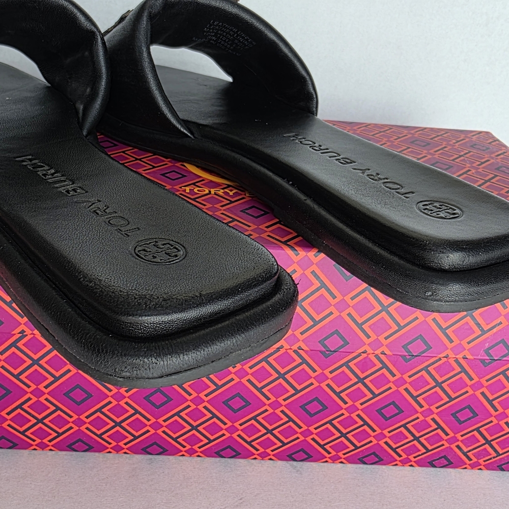 Tory Burch Black Slide Perfect Black/Gold Size 10 - Picture 13 of 15